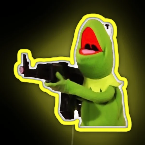 Kermit The Frog With Gun RGB Neon Sign