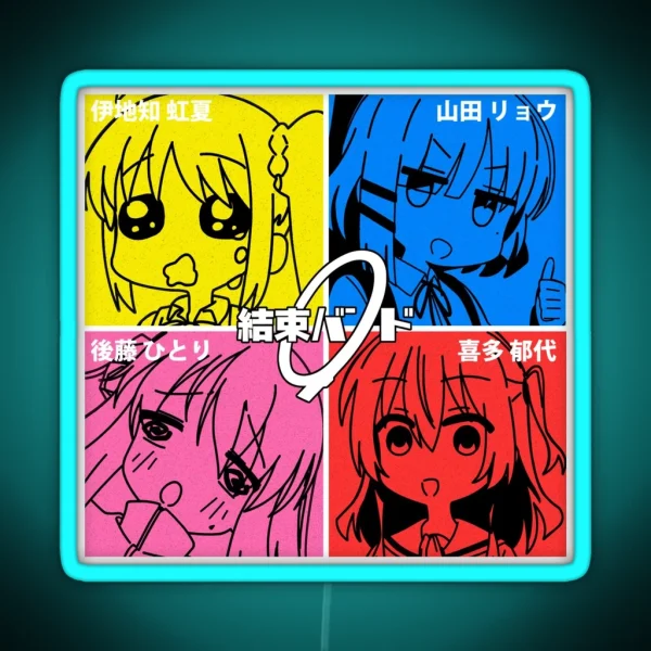 Kessoku Band With Funny Expressions RGB Neon Sign