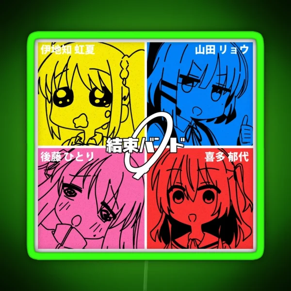 Kessoku Band With Funny Expressions RGB Neon Sign