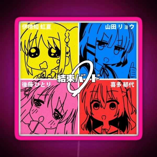 Kessoku Band With Funny Expressions RGB Neon Sign