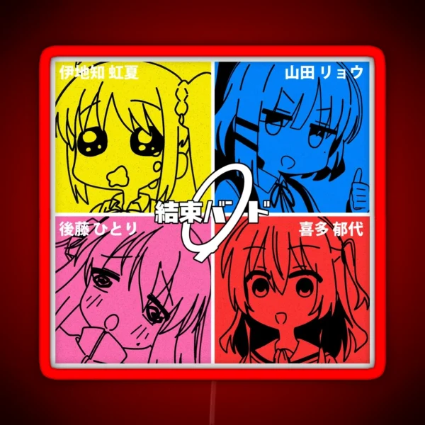 Kessoku Band With Funny Expressions RGB Neon Sign