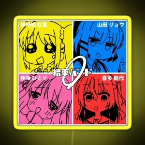 Kessoku Band With Funny Expressions RGB Neon Sign