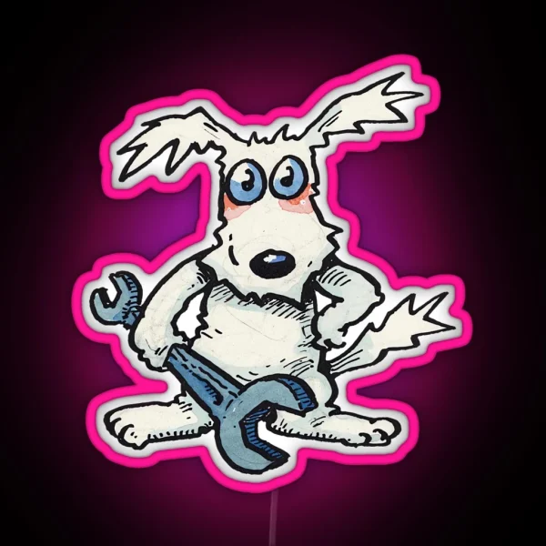 Kickstart With Spanner From Ogri Classic Comic Biker RGB Neon Sign