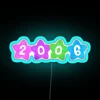 Vibrant Kidcore nostalgia with colorful 2006 inspired RGB neon sign