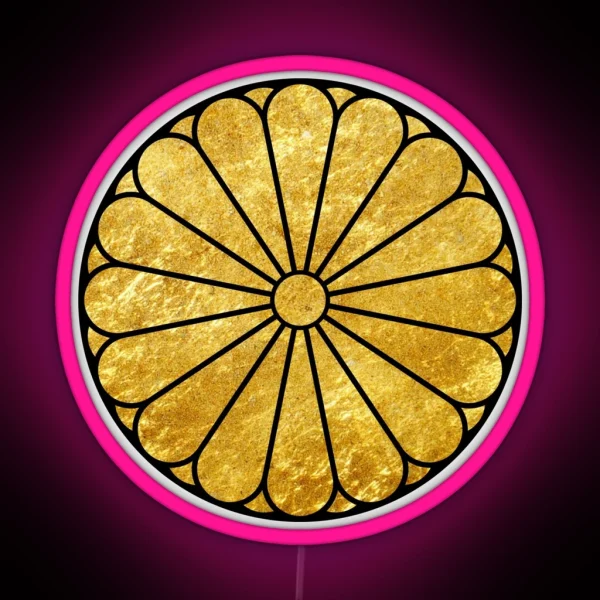 Kiku Chrysanthemum Mon Faux Gold RGB Neon Sign