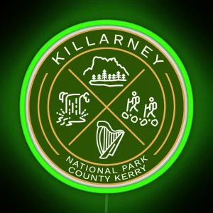 Killarney National Park Ireland Heraldic Logo RGB Neon Sign