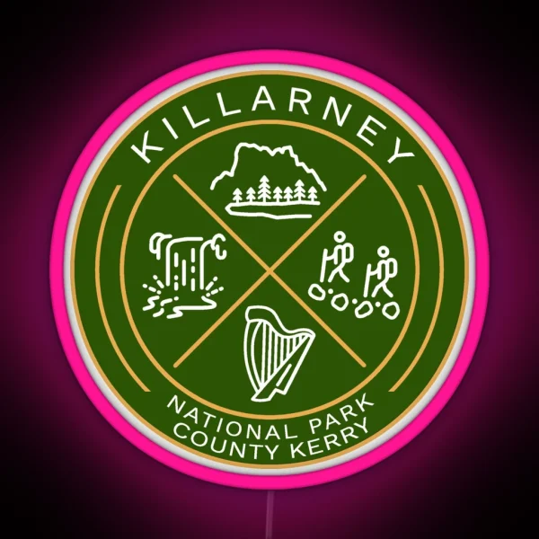 Killarney National Park Ireland Heraldic Logo RGB Neon Sign