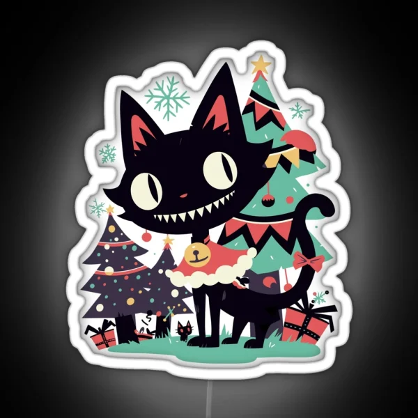 Kimo Kawaii Creepy Cute Yule Cat 2 RGB Neon Sign