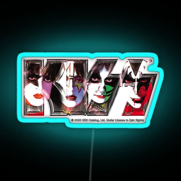 Kiss Band Logo All Members Faces RGB Neon Sign