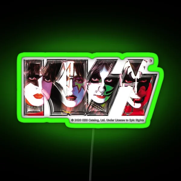 Kiss Band Logo All Members Faces RGB Neon Sign