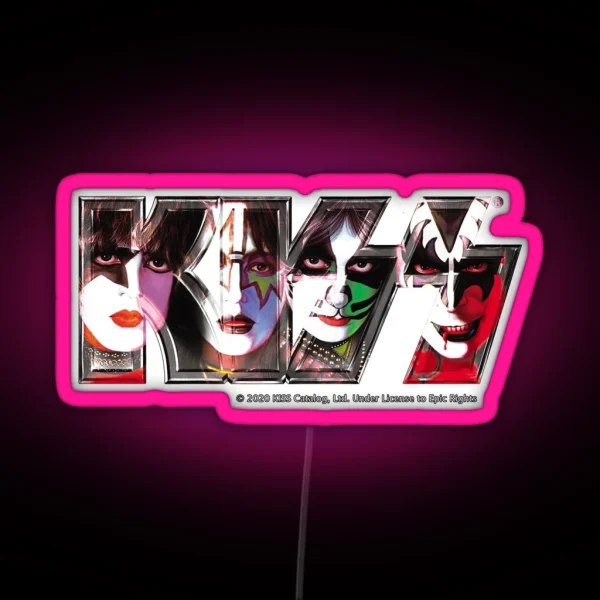Kiss Band Logo All Members Faces RGB Neon Sign
