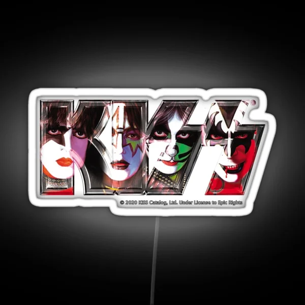 Kiss Band Logo All Members Faces RGB Neon Sign