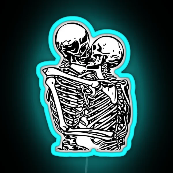 Kissing Skeletons Rib Cage RGB Neon Sign
