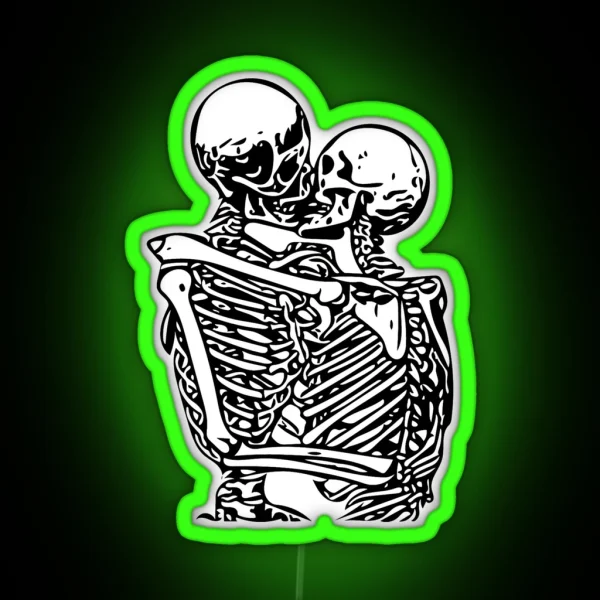 Kissing Skeletons Rib Cage RGB Neon Sign