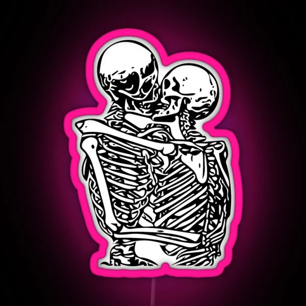 Kissing Skeletons Rib Cage RGB Neon Sign