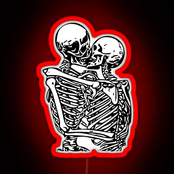 Kissing Skeletons Rib Cage RGB Neon Sign