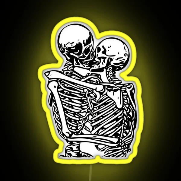 Kissing Skeletons Rib Cage RGB Neon Sign