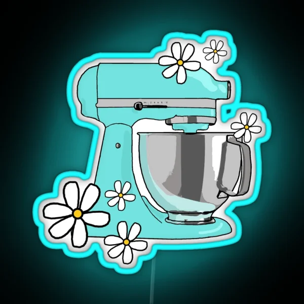 Kitchen Mixer With Flowers RGB Neon Sign