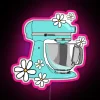 Vibrant colorful kitchen decoration with mixing bowls and floral accents