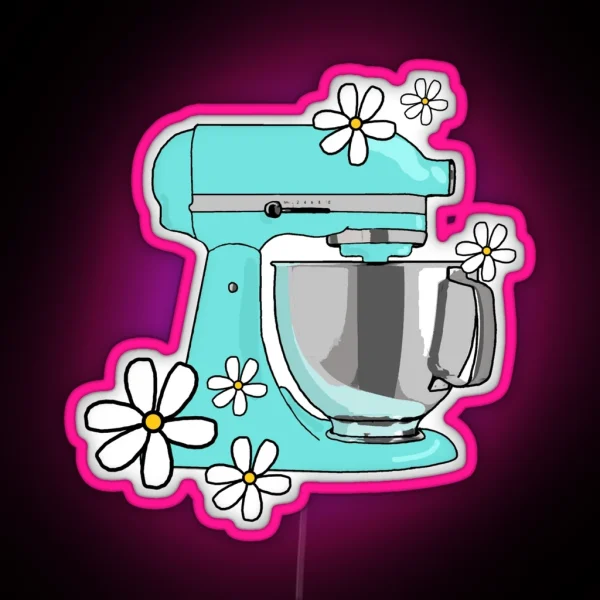 Kitchen Mixer With Flowers RGB Neon Sign