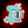 Vibrant kitchen decor mixer and colorful flower LED sign