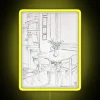 Modern kitchen with vibrant LED sketch artwork display lighting
