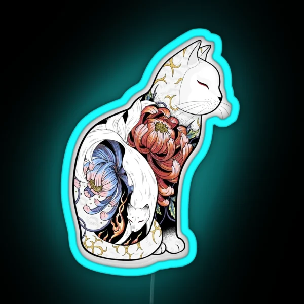 Kitsune Cat Tattoo RGB Neon Sign