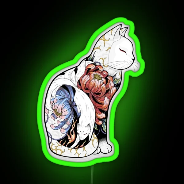 Kitsune Cat Tattoo RGB Neon Sign