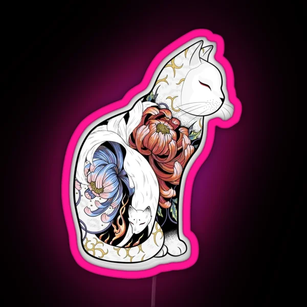 Kitsune Cat Tattoo RGB Neon Sign