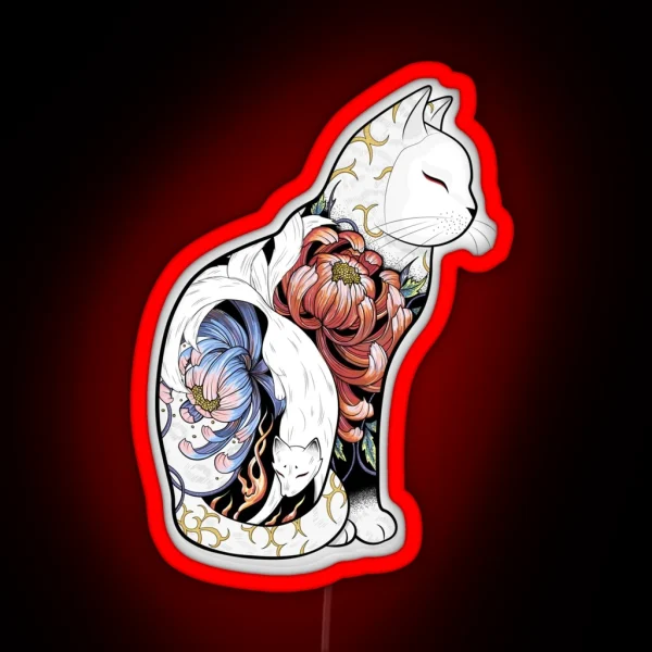 Kitsune Cat Tattoo RGB Neon Sign