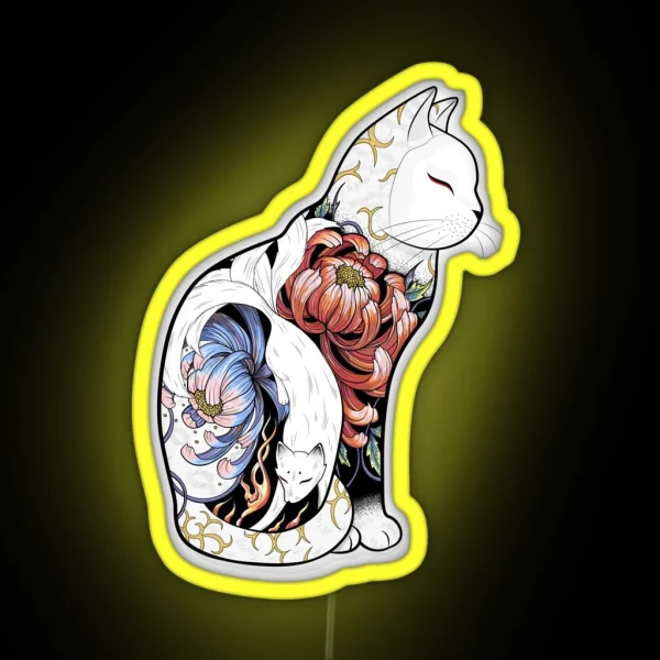 Kitsune Cat Tattoo RGB Neon Sign