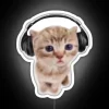 Whimsical Kitten Jamming to Music on Colorful Neon LED Sign