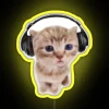 Colorful kitten music lover neon sign in vibrant RGB colors