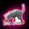 Whimsical LED Sign Featuring Color-Changing Kitten Paws in Neon Lights.