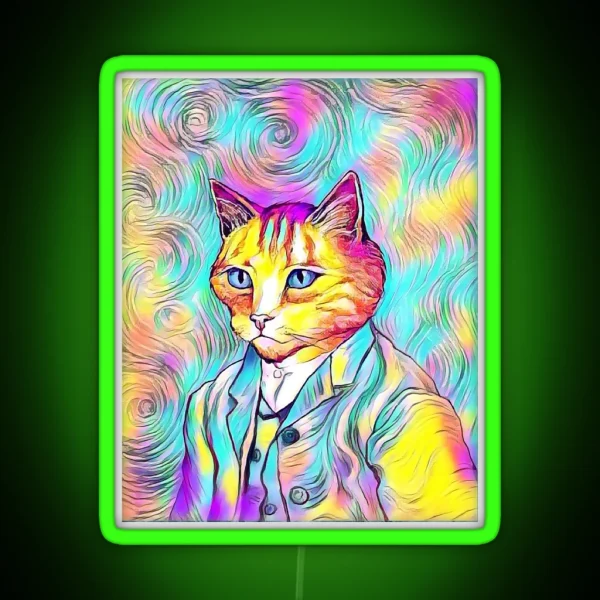 Kitten Van Gogh RGB Neon Sign