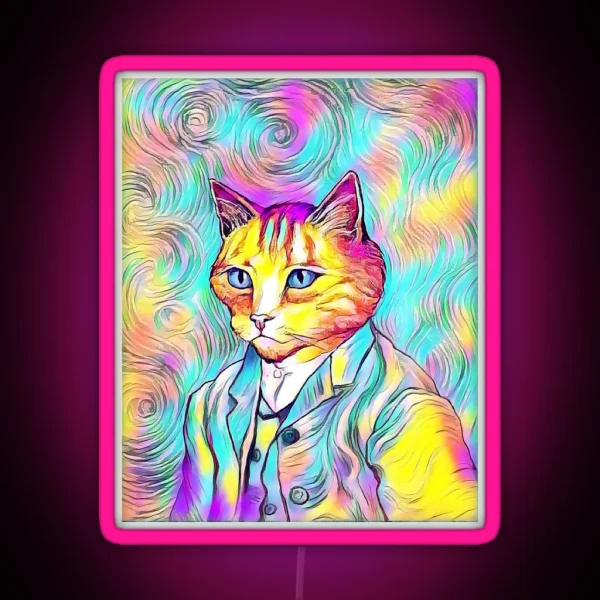 Kitten Van Gogh RGB Neon Sign