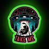 Galactic Whimsy: Kitty Alien UFO Encounter in Vibrant Colorful Neon Light