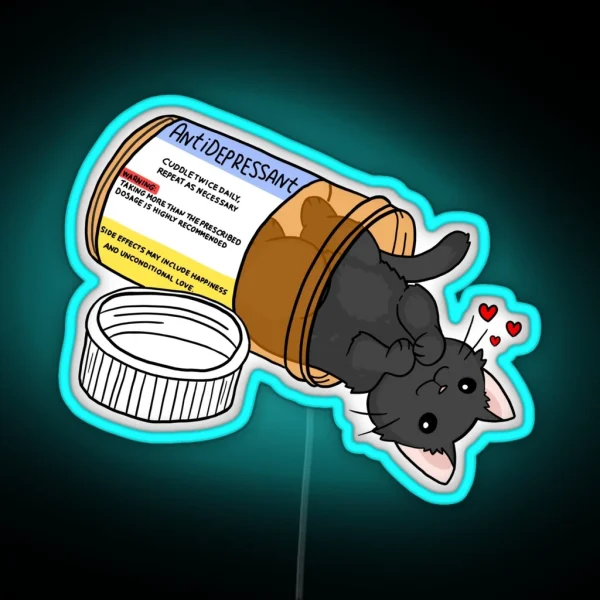 Kitty Antidepressant Love Medicine RGB Neon Sign