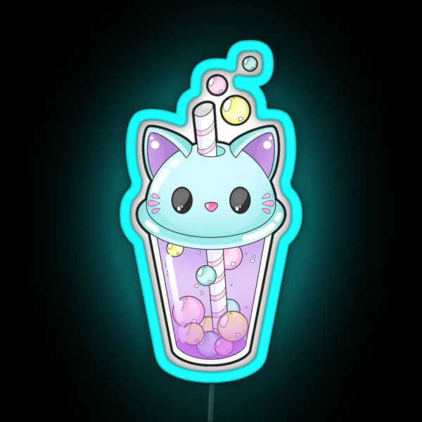 Kitty Bubble Tea RGB Neon Sign