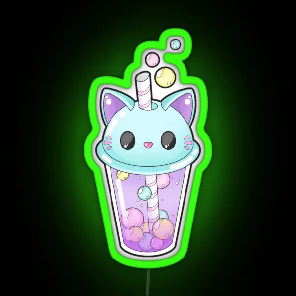 Kitty Bubble Tea RGB Neon Sign
