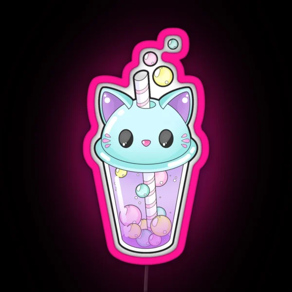 Kitty Bubble Tea RGB Neon Sign