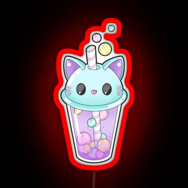 Kitty Bubble Tea RGB Neon Sign