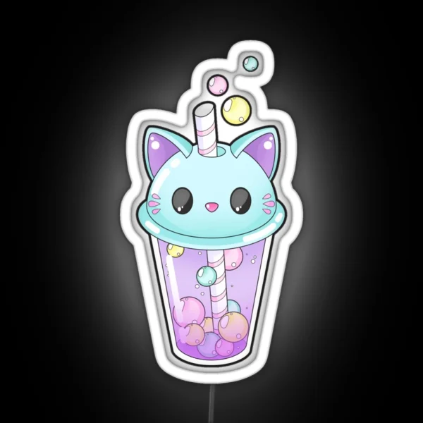 Kitty Bubble Tea RGB Neon Sign