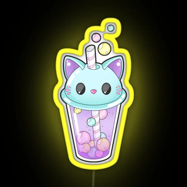 Kitty Bubble Tea RGB Neon Sign