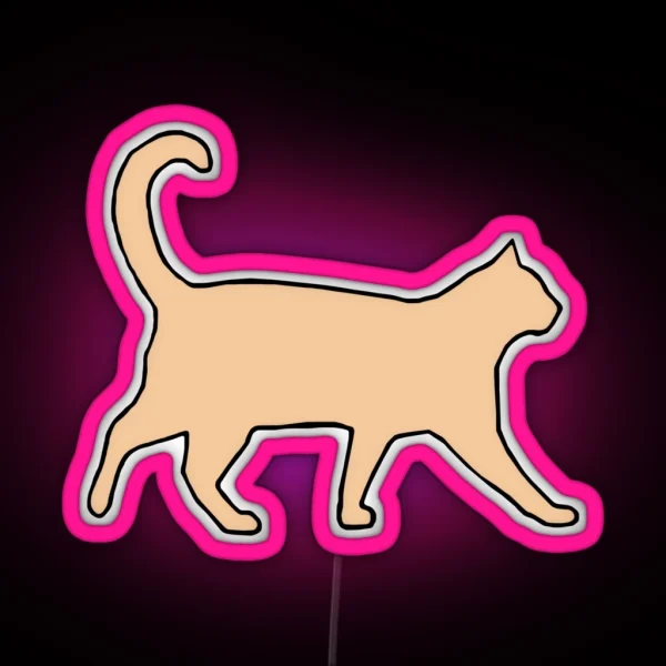 Kitty Cat Meow Friends Natural Tan RGB Neon Sign