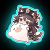 Glowing neon Kitty Hu Tao art for Genshin Impact fans