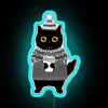 Vibrant Iceland-inspired kitty neon decor with pastel grey lopapeysa design