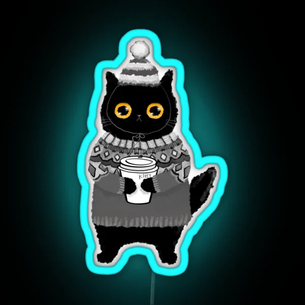 Kitty In Grey Lopapeysa RGB Neon Sign