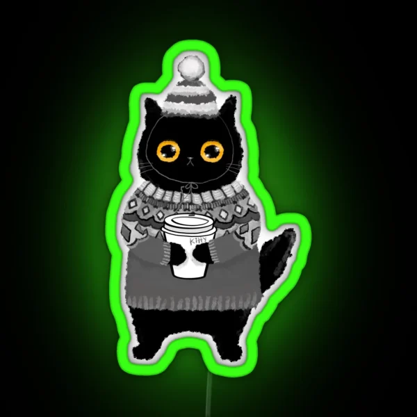 Kitty In Grey Lopapeysa RGB Neon Sign