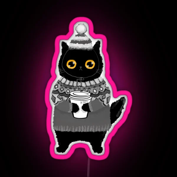 Kitty In Grey Lopapeysa RGB Neon Sign